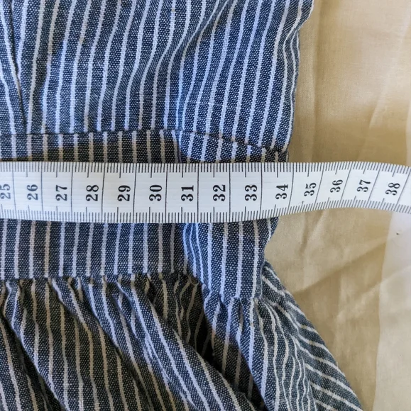 Miss Valley High low ruffle pinstripe strappy sun dress Sz 10 - Picture 8 of 9